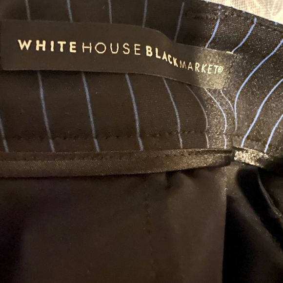 Women's White House Black Market The Slim Ankle Pants 4 Black Blue Pinstripe - Picture 5 of 7